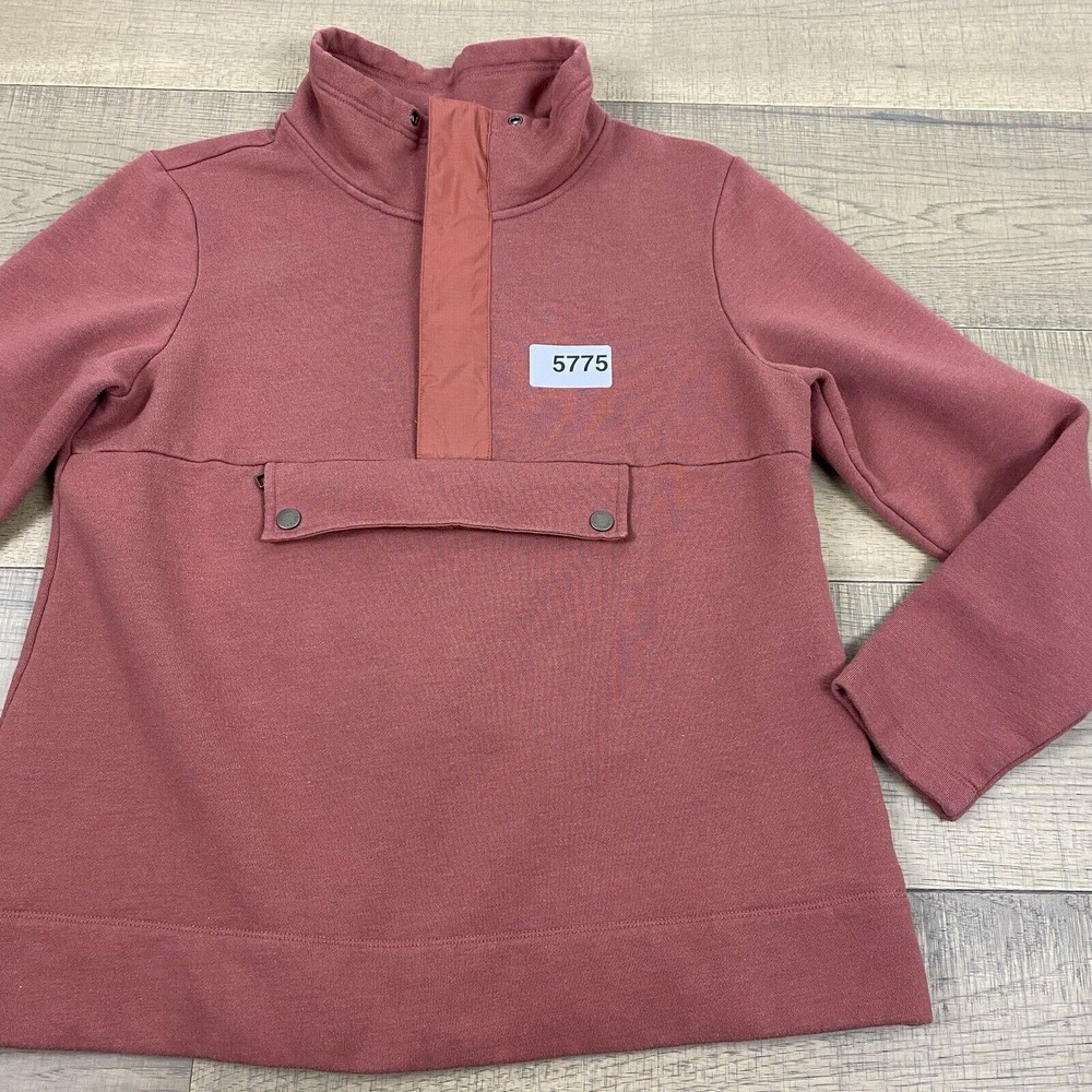 L.L. Bean Sweatshirt Womens Size M Orange Signature Organic Anorak Pocket Zip - Picture 12 of 13